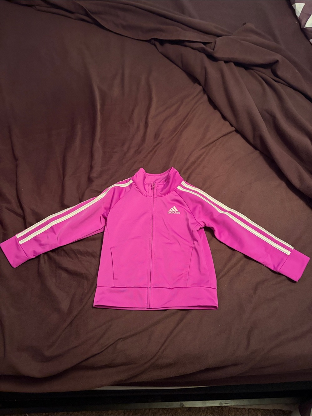 Girl’s Bright Pink Jacket with White Stripe